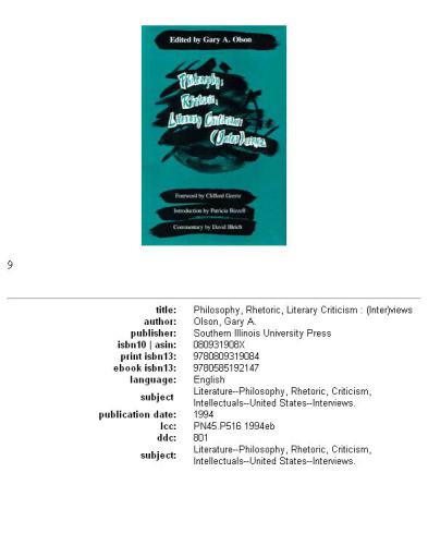 Philosophy, rhetoric, literary criticism: (inter)views