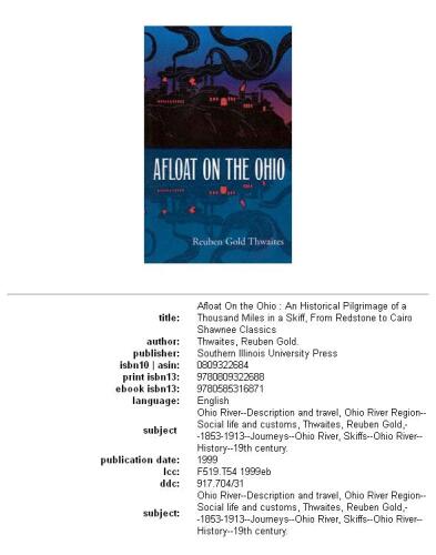 Afloat on the Ohio: an historical pilgrimage of a thousand miles in a skiff, from Redstone to Cairo