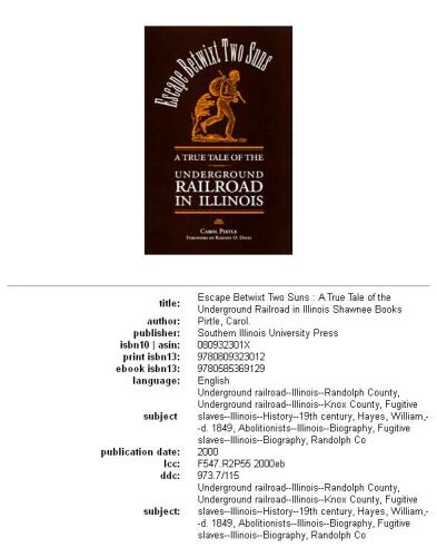 Escape betwixt two suns: a true tale of the underground railroad in Illinois