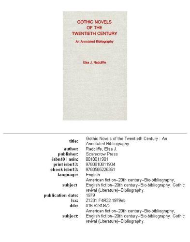 Gothic novels of the twentieth century: an annotated bibliography
