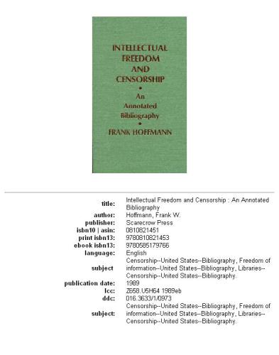 Intellectual freedom and censorship: an annotated bibliography