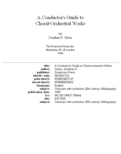 A conductor's guide to choral-orchestral works