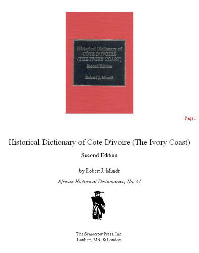 Historical dictionary of Côte d'Ivoire (the Ivory Coast)