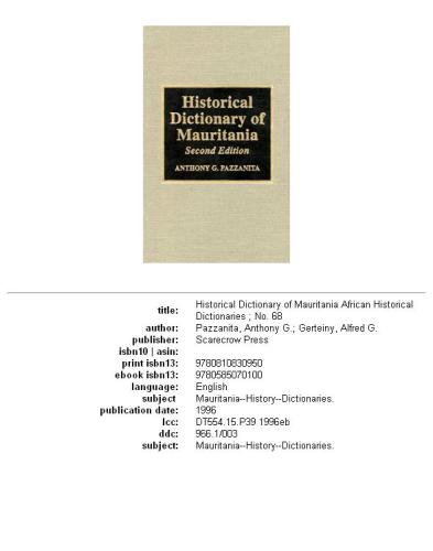 Historical dictionary of Mauritania