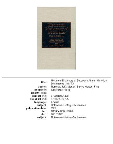 Historical Dictionary of Botswana