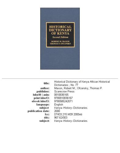 Historical dictionary of Kenya