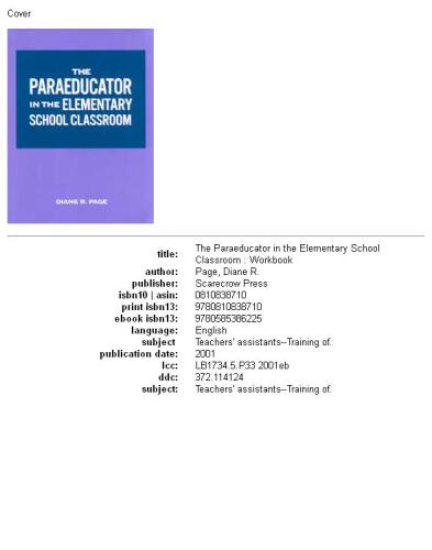 The paraeducator in the elementary school classroom