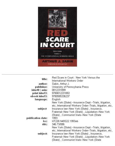 Red scare in court: New York versus the International Workers Order