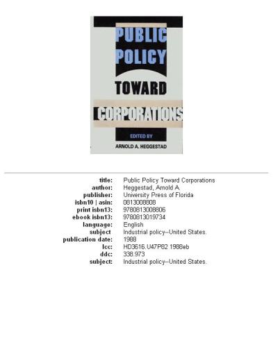 Public policy toward corporations