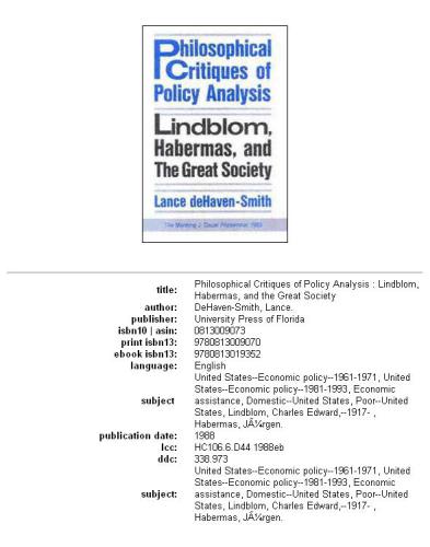 Philosophical critiques of policy analysis: Lindblom, Habermas, and the great society