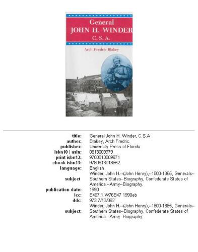 General John H. Winder, C.S.A.
