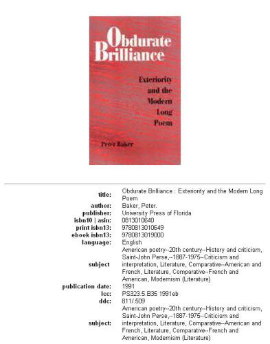 Obdurate brilliance: exteriority and the modern long poem