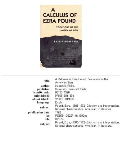 A calculus of Ezra Pound: vocations of the American sign
