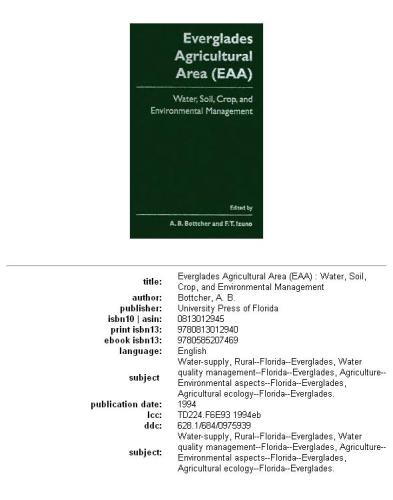 Everglades agricultural area (EAA): water, soil, crop, and environmental management