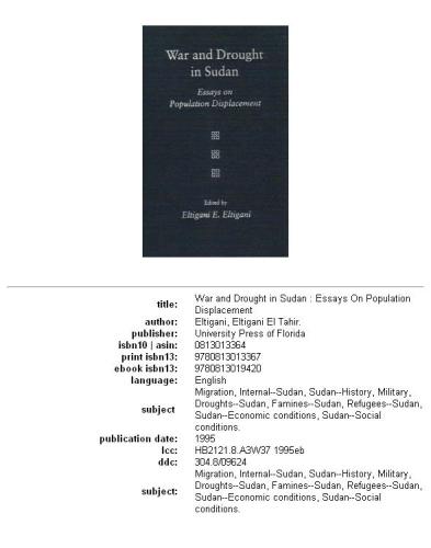 War and drought in Sudan: essays on population displacement