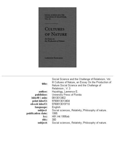 Cultures of nature: an essay on the production of nature