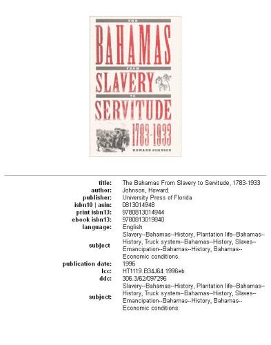 The Bahamas from slavery to servitude, 1783-1933