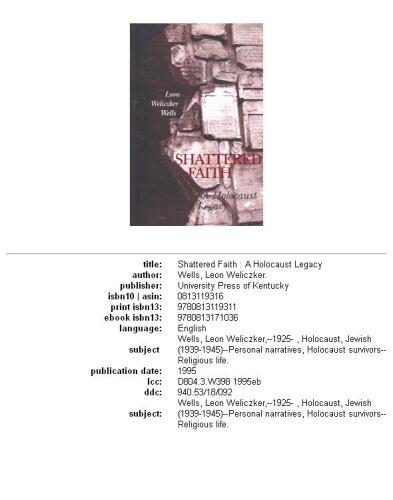 Shattered faith: a Holocaust legacy