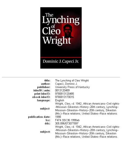 The lynching of Cleo Wright