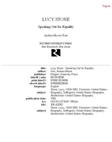 Lucy Stone: speaking out for equality