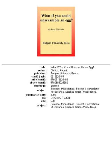 What If You Could Unscramble an Egg?