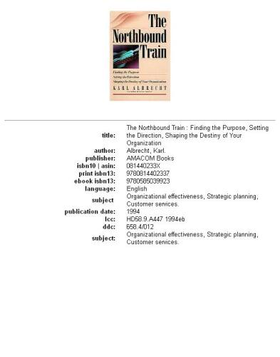 The Northbound train: finding the purpose, setting the direction, shaping the destiny of your organization