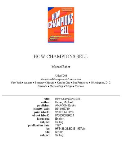 How champions sell
