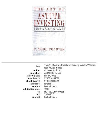 The art of astute investing: building wealth with no-load mutual funds