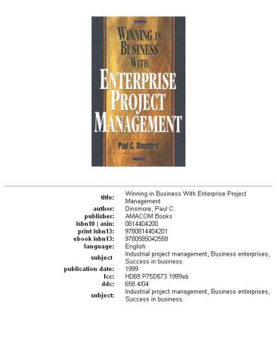 Winning in business with enterprise project management