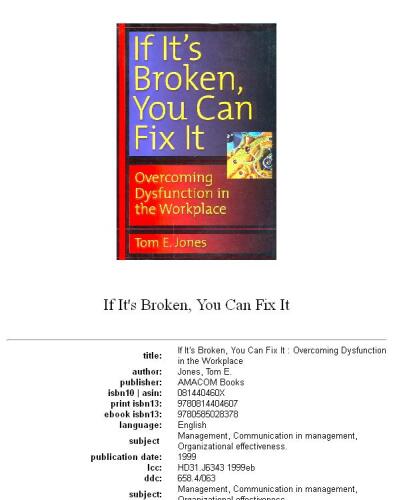 If it's broken, you can fix it: overcoming dysfunction in the workplace