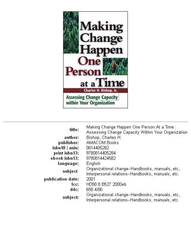 Making change happen one person at a time: assessing change capacity within your organization
