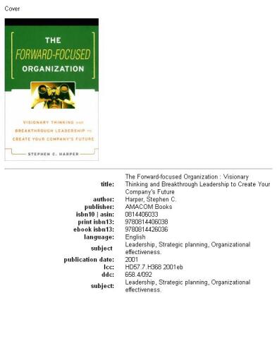 The forward-focused organization: visionary thinking and breakthrough leadership to create your company's future