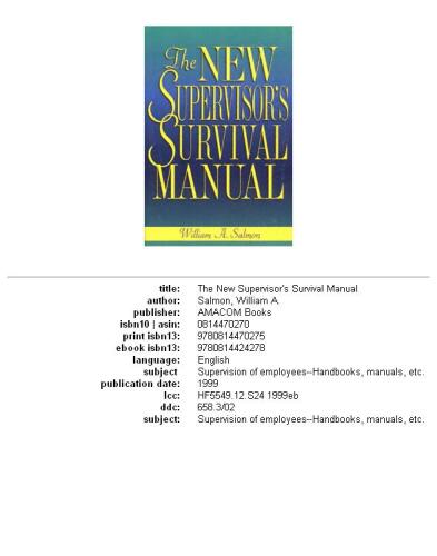 The new supervisor's survival manual