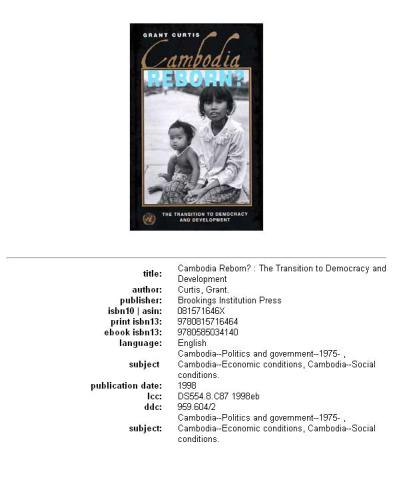 Cambodia reborn?: the transition to democracy and development