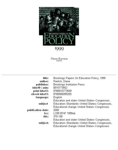 Brookings papers on education policy, 1999