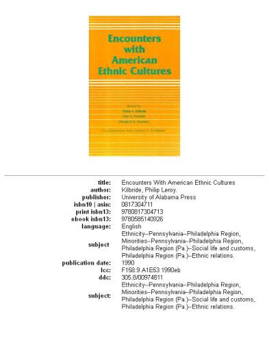 Encounters with American ethnic cultures