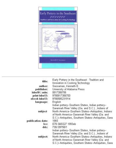 Early pottery in the Southeast: tradition and innovation in cooking technology