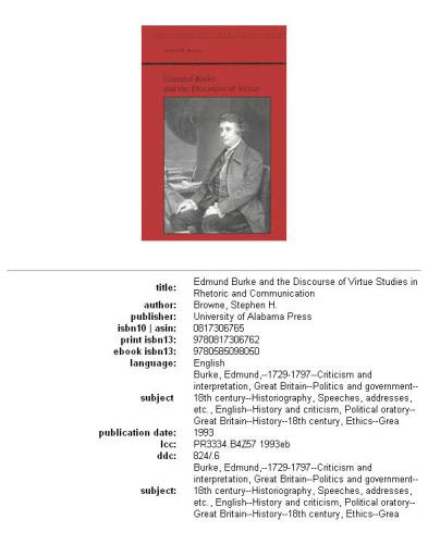 Edmund Burke and the discourse of virtue