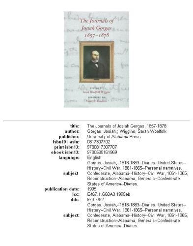 The journals of Josiah Gorgas, 1857-1878