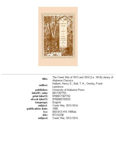 The Creek War of 1813 and 1814