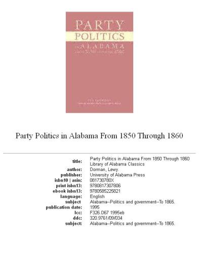 Party politics in Alabama from 1850 through 1860