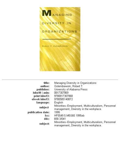 Managing diversity in organizations