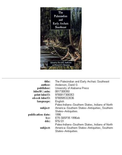 The Paleoindian and Early Archaic Southeast