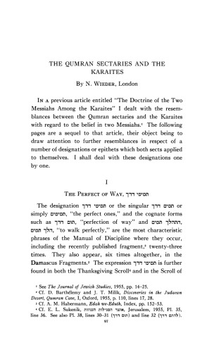 The Qumran Sectaries and the Karaites