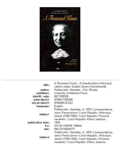 A thousand kisses: a grandmother's Holocaust letters