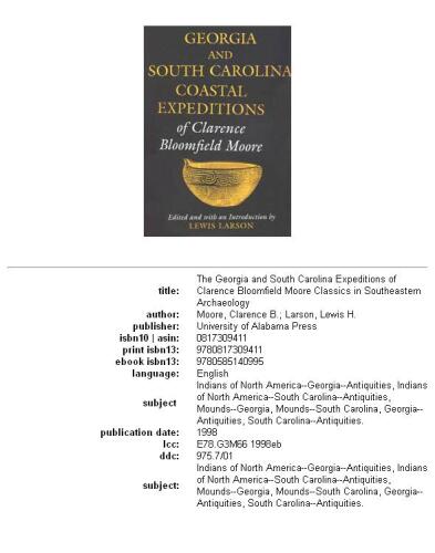 The Georgia and South Carolina expeditions of Clarence Bloomfield Moore