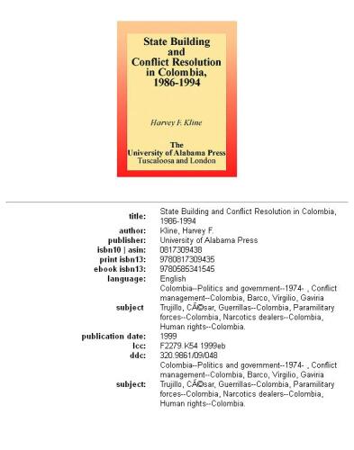 State building and conflict resolution in Colombia, 1986-1994