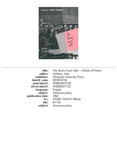 The tennis court oath: poems