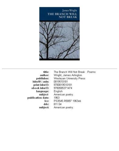 The branch will not break: poems