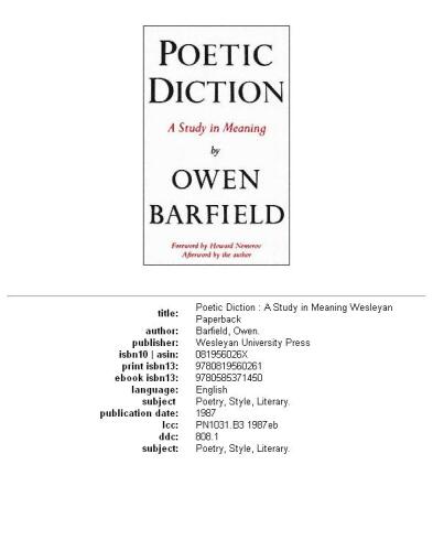 Poetic diction: a study in meaning